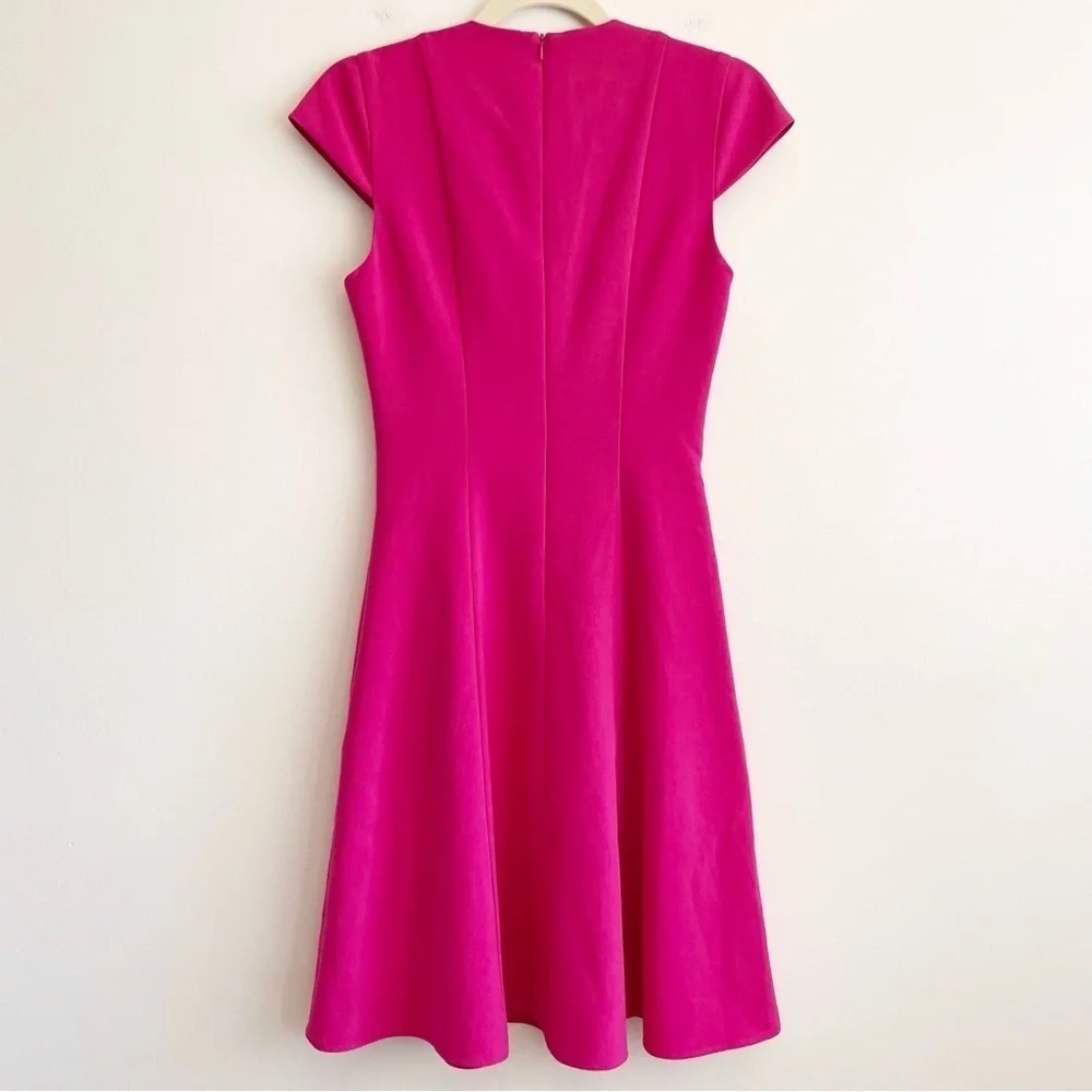 Black Halo Barbie pink fit flare dress women Sz 0 bright neon feminine valentine